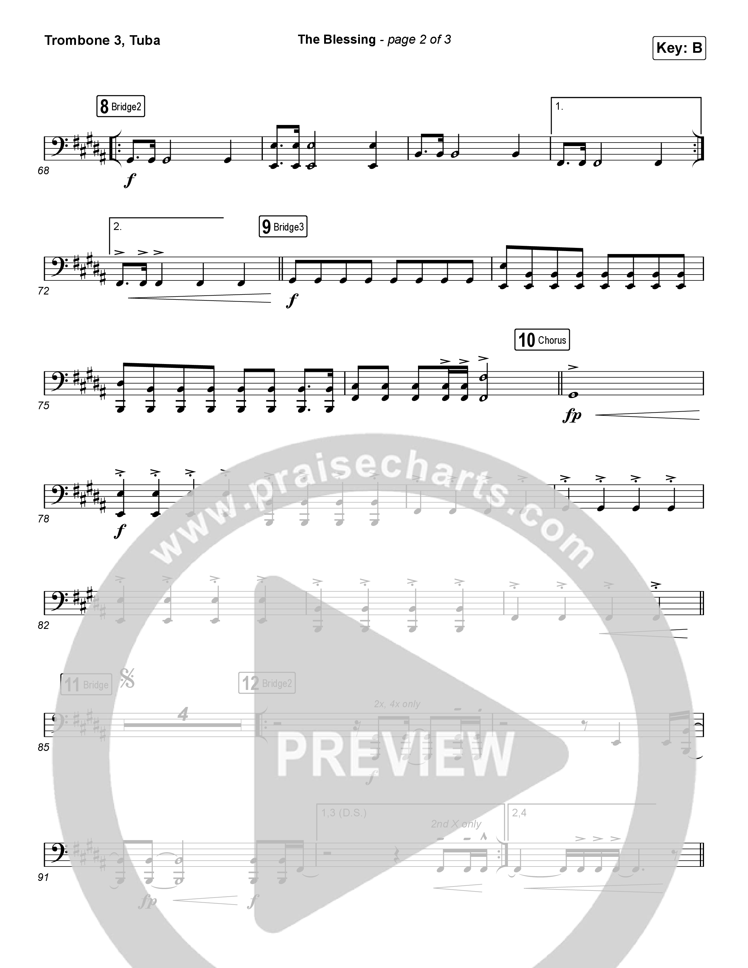 The Blessing (Choral Anthem SATB) Trombone 3/Tuba (Cody Carnes / Kari Jobe / Elevation Worship / Arr. Luke Gambill)