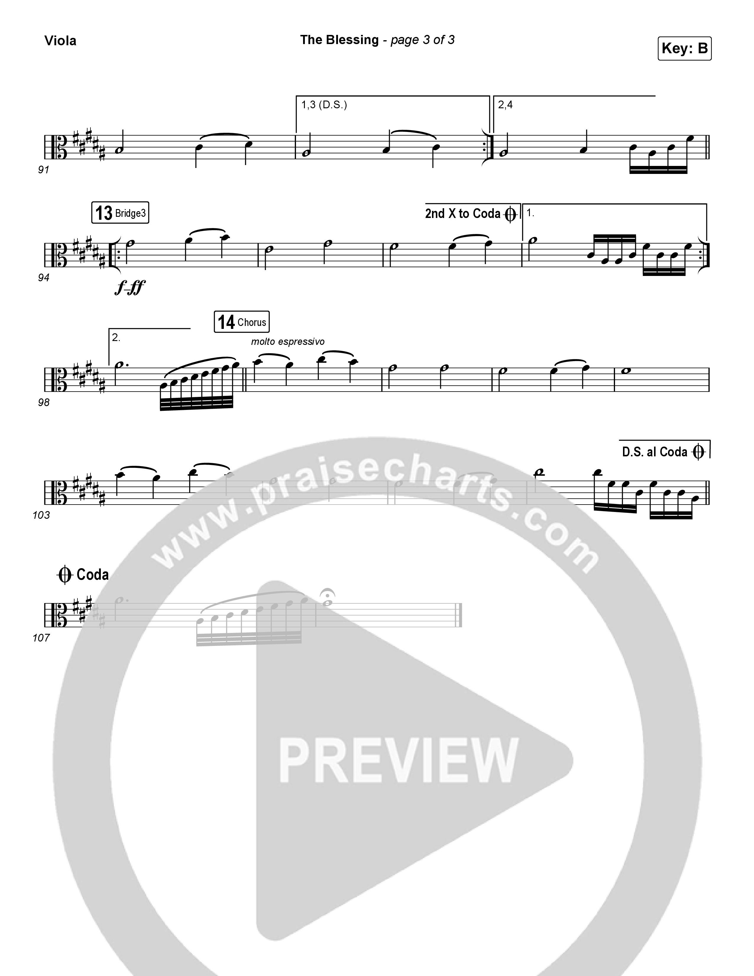 The Blessing (Choral Anthem SATB) Viola (Cody Carnes / Kari Jobe / Elevation Worship / Arr. Luke Gambill)