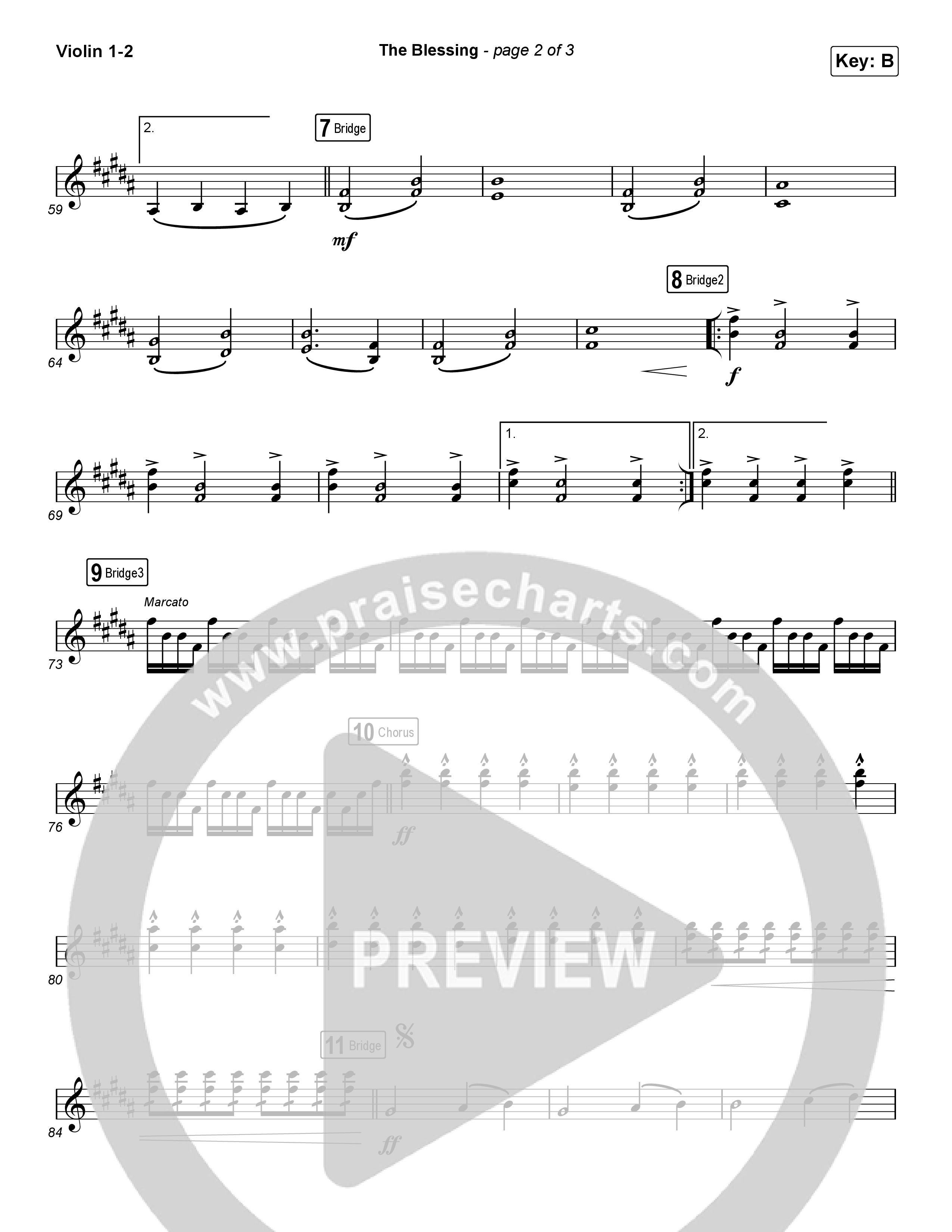 The Blessing (Choral Anthem SATB) Violin 1/2 (Cody Carnes / Kari Jobe / Elevation Worship / Arr. Luke Gambill)