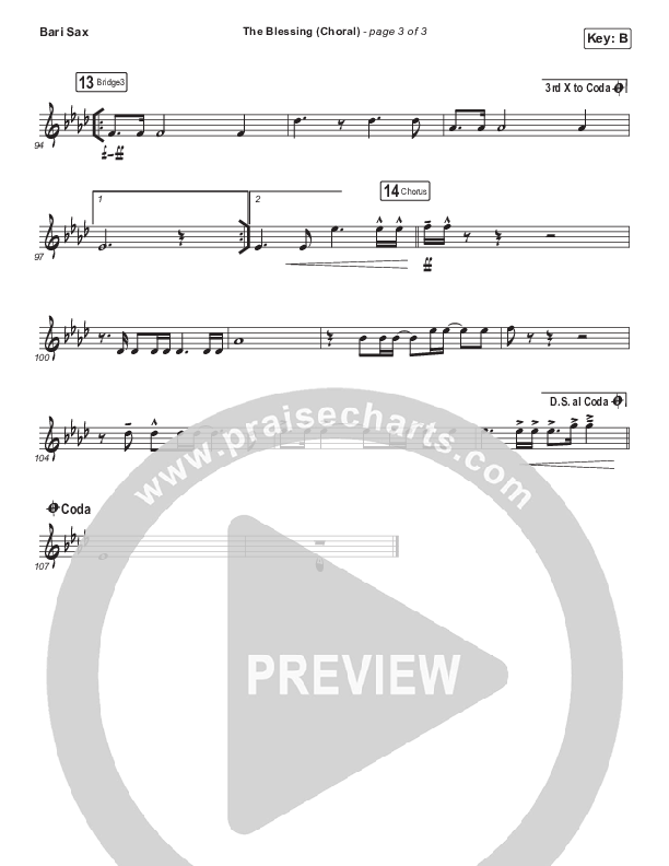 The Blessing (Choral Anthem SATB) Bari Sax (Cody Carnes / Kari Jobe / Elevation Worship / Arr. Luke Gambill)