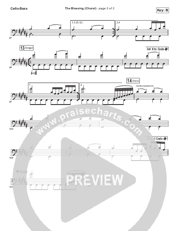 The Blessing (Choral Anthem SATB) Cello/Bass (Cody Carnes / Kari Jobe / Elevation Worship / Arr. Luke Gambill)