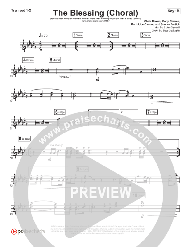 The Blessing (Choral Anthem SATB) Brass Pack (Cody Carnes / Kari Jobe / Elevation Worship / Arr. Luke Gambill)