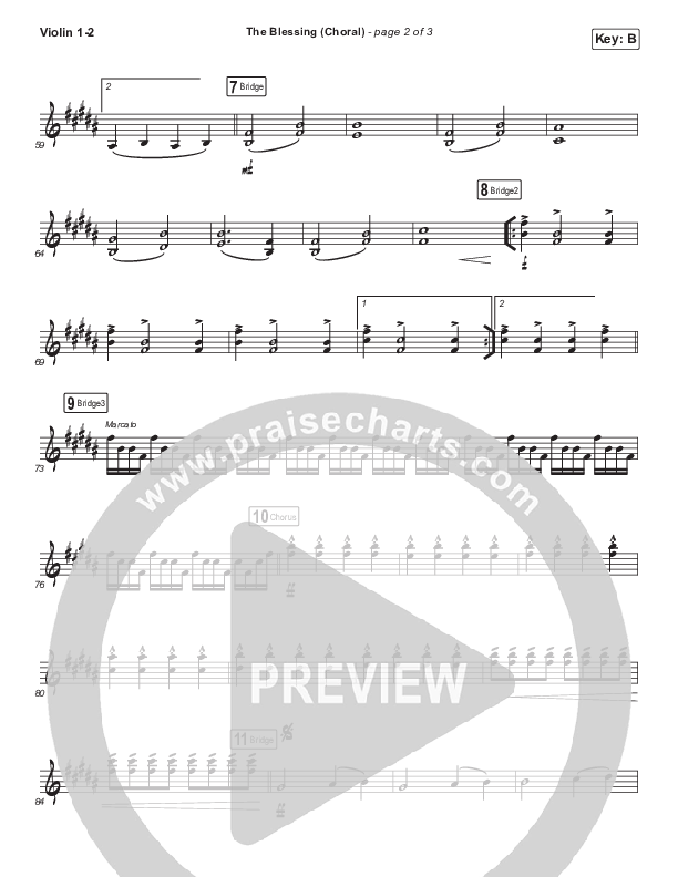 The Blessing (Choral Anthem SATB) Violin 1/2 (Cody Carnes / Kari Jobe / Elevation Worship / Arr. Luke Gambill)
