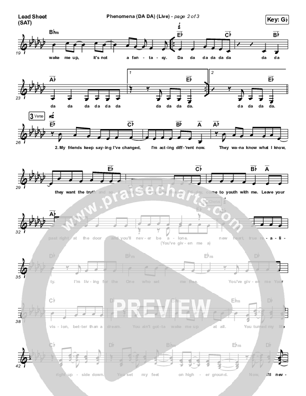 Phenomena (DA DA) (Live) Lead Sheet (SAT) (Hillsong Young & Free)