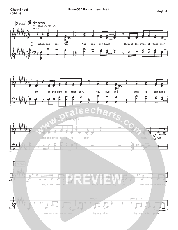 Pride Of A Father (Live) Choir Sheet (SATB) (Hillsong Young & Free)