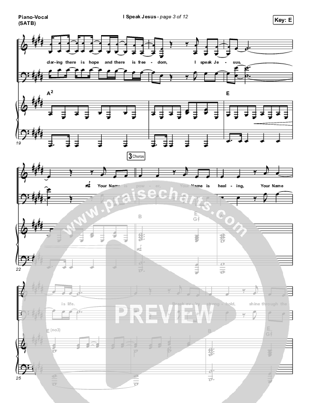 I Speak Jesus Piano/Vocal (SATB) (Charity Gayle)