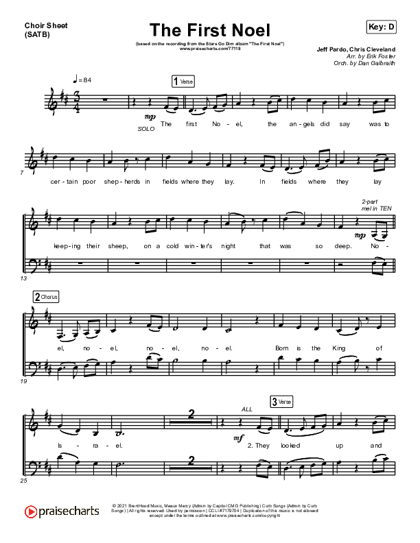 The First Noel Choir Vocals (SATB) (Stars Go Dim)