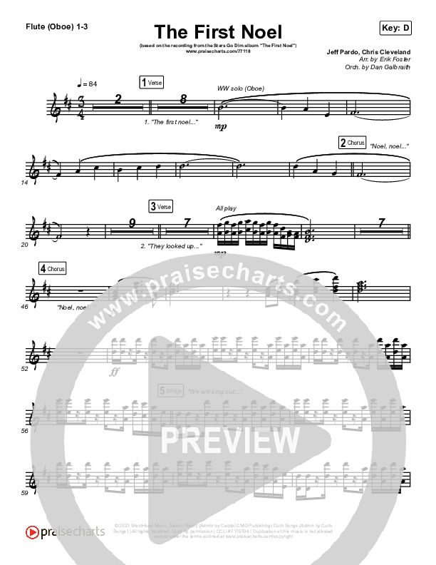 The First Noel Flute/Oboe 1/2/3 (Stars Go Dim)