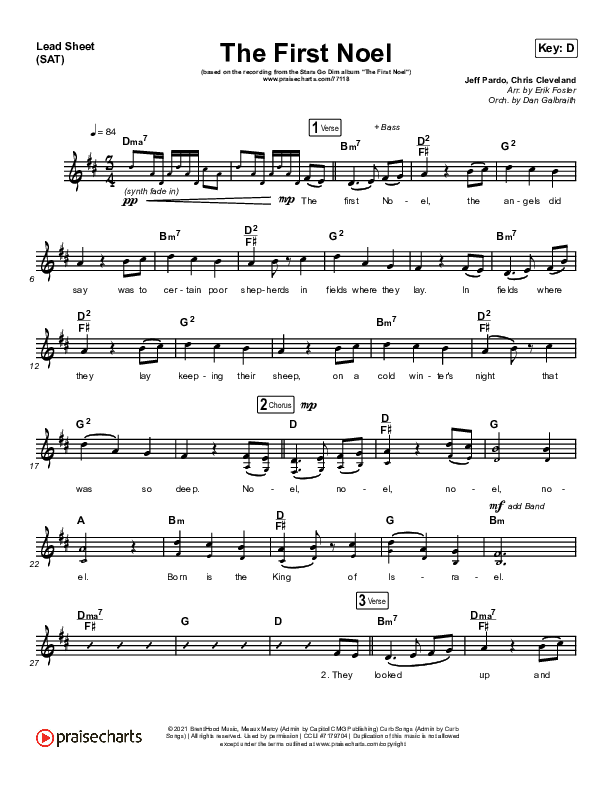 The First Noel Lead Sheet (SAT) (Stars Go Dim)
