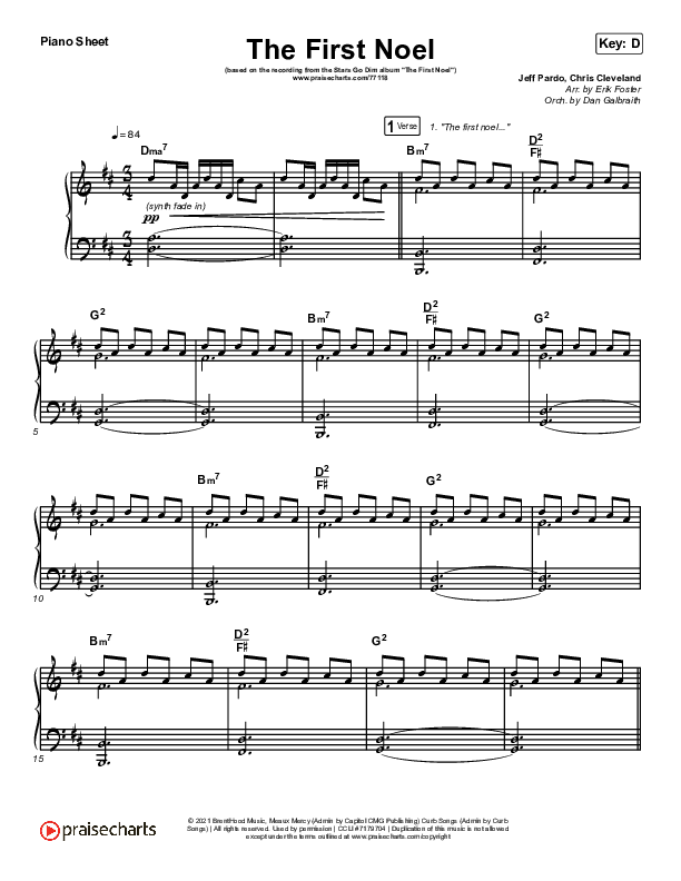The First Noel Piano Sheet (Stars Go Dim)