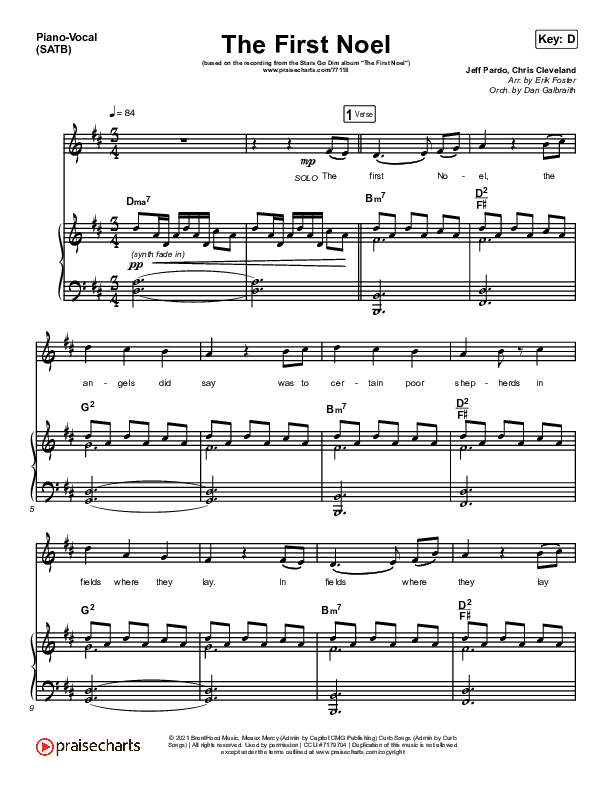 The First Noel Piano/Vocal (SATB) (Stars Go Dim)
