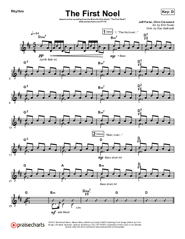 The First Noel Rhythm Chart (Stars Go Dim)