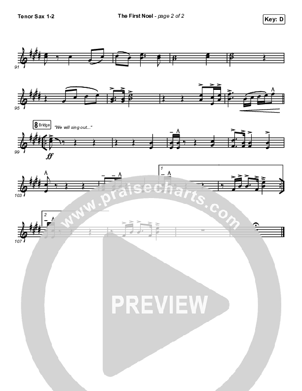 The First Noel Tenor Sax 1/2 (Stars Go Dim)