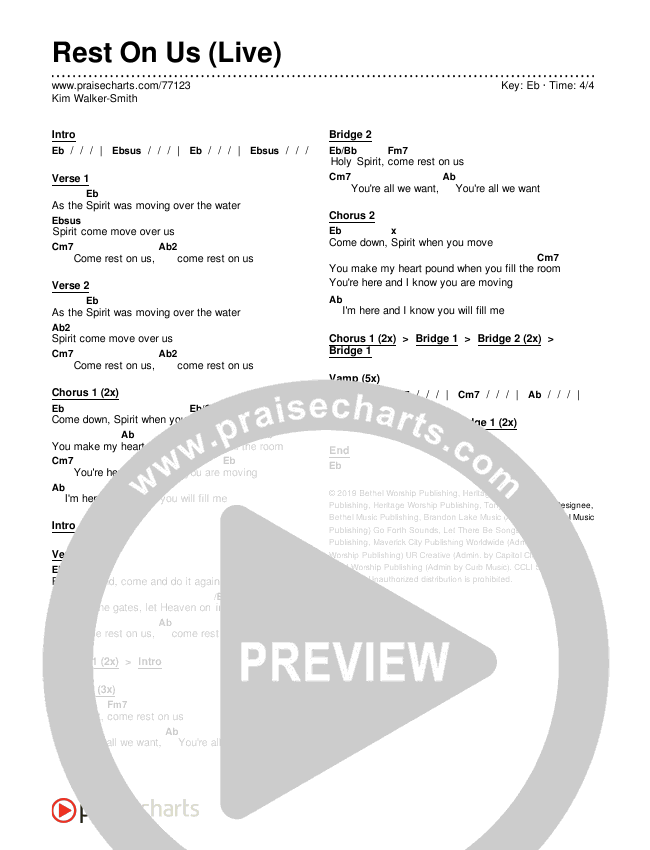 Rest On Us (Live) Chords & Lyrics (Kim Walker-Smith)