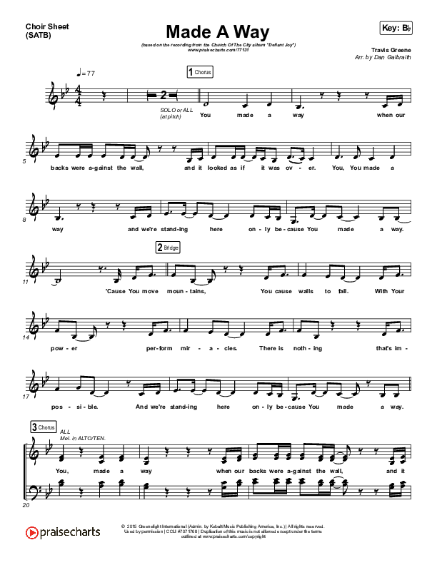 Made A Way Choir Sheet (SATB) (Print Only) (Church Of The City)