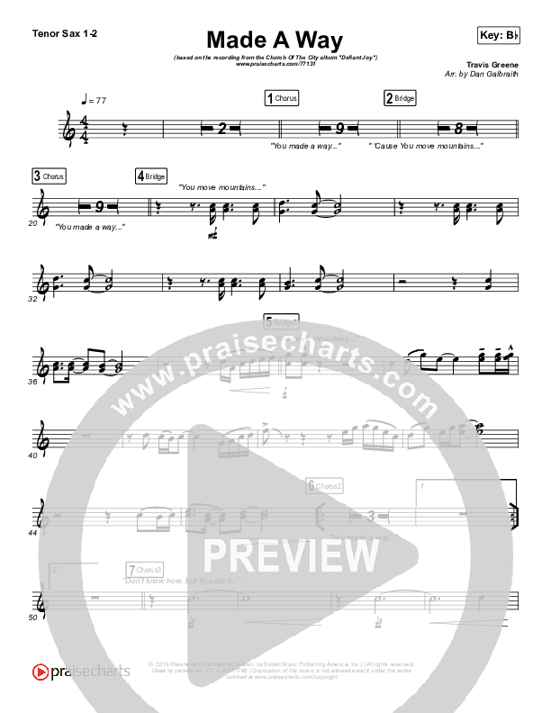 Made A Way Tenor Sax 1/2 (Church Of The City)