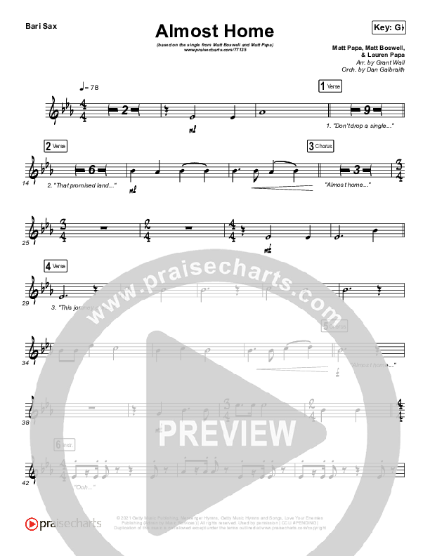 Almost Home Bari Sax (Matt Boswell / Matt Papa)