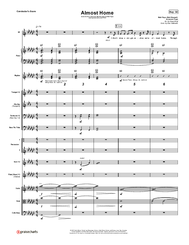 Almost Home Conductor's Score (Matt Boswell / Matt Papa)