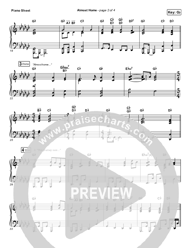 Almost Home Piano Sheet (Matt Boswell / Matt Papa)