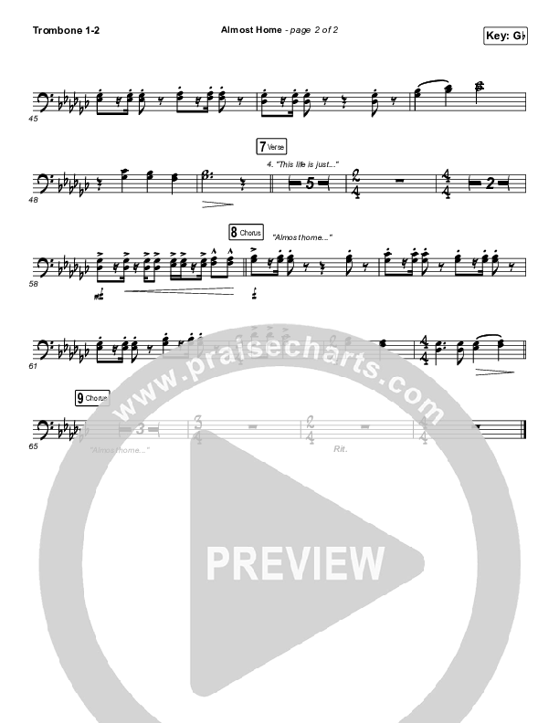 Almost Home Trombone 1/2 (Matt Boswell / Matt Papa)