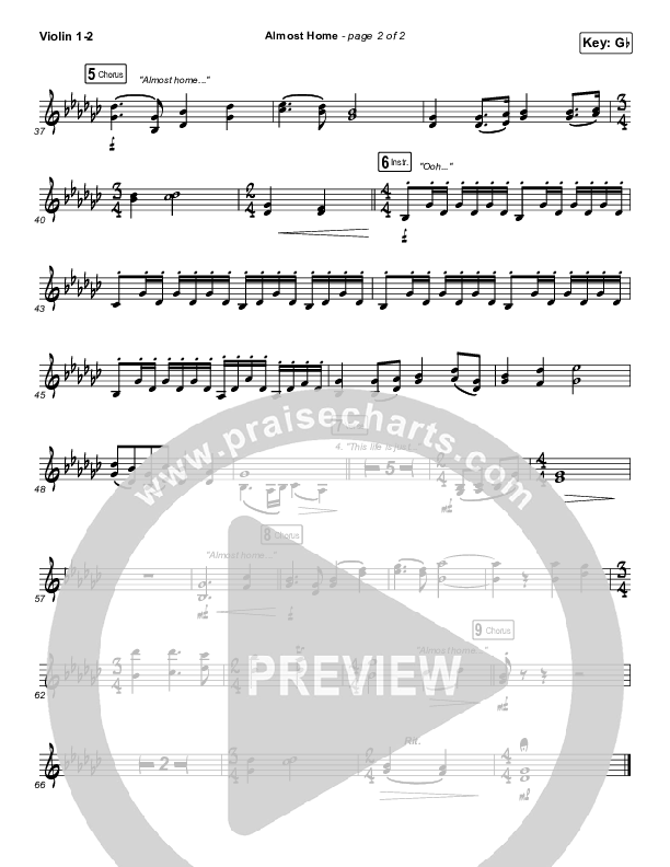 Almost Home Violin 1/2 (Matt Boswell / Matt Papa)