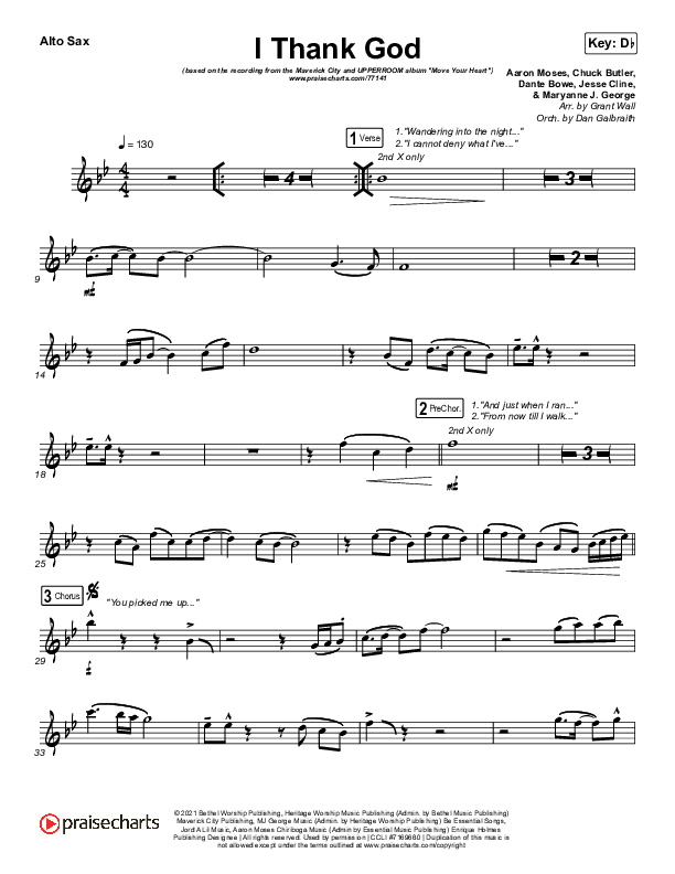 I Thank God Alto Sax Sheet Music PDF (Maverick City Music / Dante