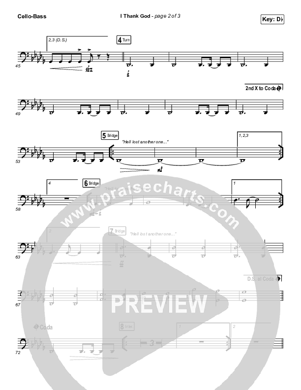 I Thank God Cello/Bass (Maverick City Music / Dante Bowe / Aaron Moses / Maryanne J. George / Chuck Butler)