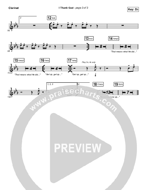 I Thank God Clarinet 1,2 (Maverick City Music / Dante Bowe / Aaron Moses / Maryanne J. George / Chuck Butler)