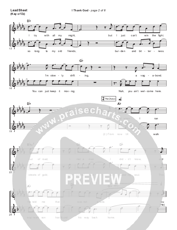 I Thank God Lead Sheet (Melody) (Maverick City Music / Dante Bowe / Aaron Moses / Maryanne J. George / Chuck Butler)