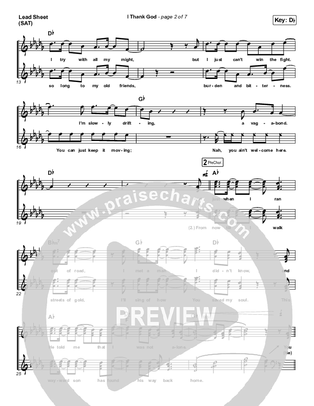 I Thank God Lead Sheet (SAT) (Maverick City Music / Dante Bowe / Aaron Moses / Maryanne J. George / Chuck Butler)