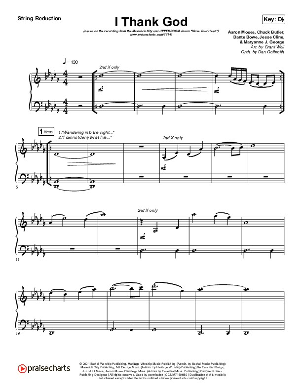 I Thank God String Reduction (Maverick City Music / Dante Bowe / Aaron Moses / Maryanne J. George / Chuck Butler)
