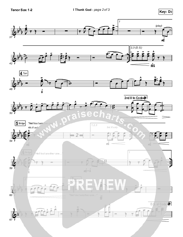 I Thank God Tenor Sax 1,2 (Maverick City Music / Dante Bowe / Aaron Moses / Maryanne J. George / Chuck Butler)