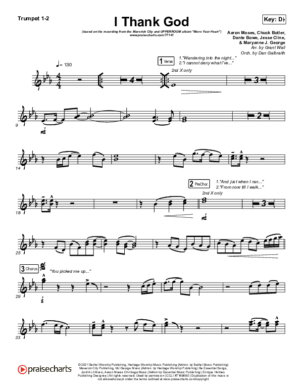 I Thank God Trumpet 1,2 (Maverick City Music / Dante Bowe / Aaron Moses / Maryanne J. George / Chuck Butler)