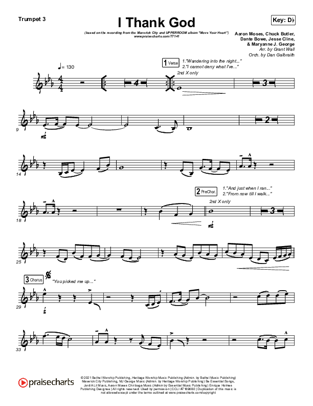 I Thank God Trumpet 3 (Maverick City Music / Dante Bowe / Aaron Moses / Maryanne J. George / Chuck Butler)