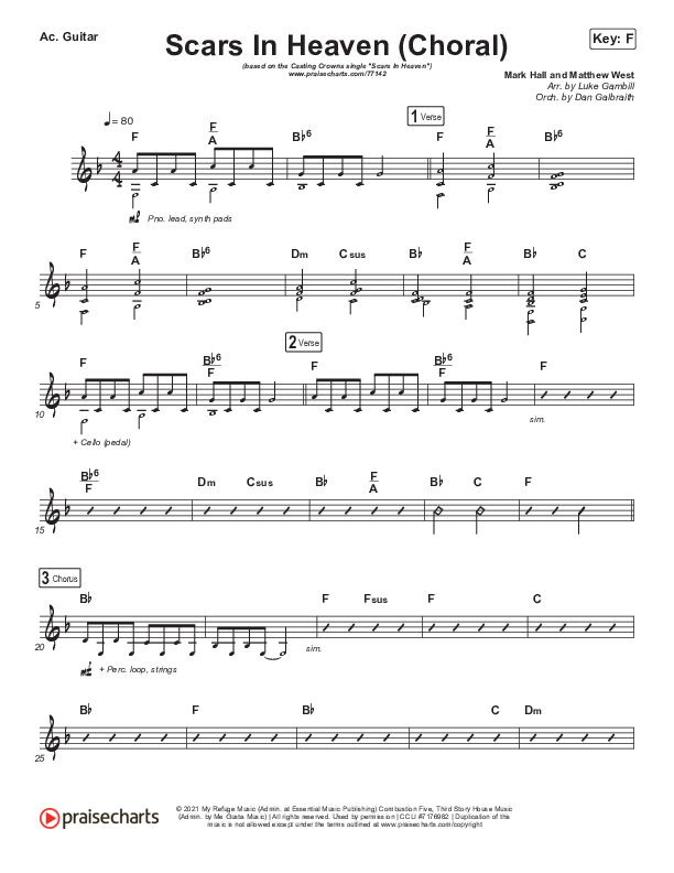 Scars In Heaven (Choral Anthem SATB) Acoustic Guitar (Casting Crowns / Arr. Luke Gambill)