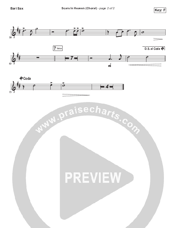 Scars In Heaven (Choral Anthem SATB) Bari Sax (Casting Crowns / Arr. Luke Gambill)