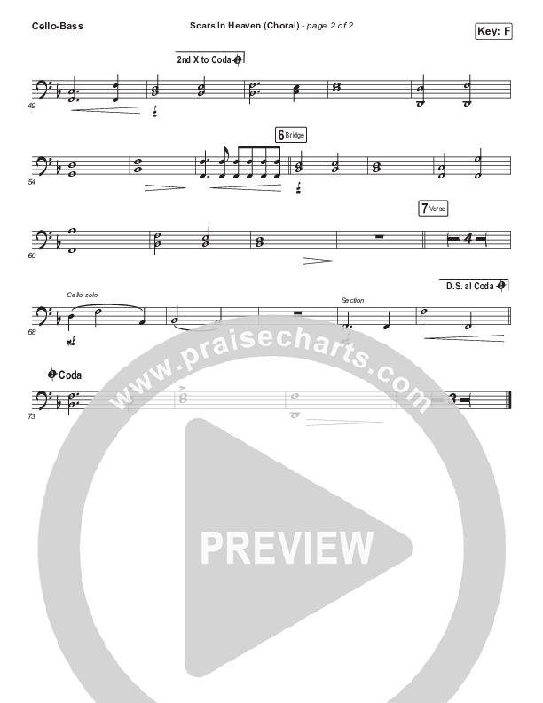 Scars In Heaven (Choral Anthem SATB) Cello/Bass (Casting Crowns / Arr. Luke Gambill)