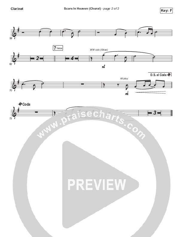 Scars In Heaven (Choral Anthem SATB) Clarinet (Casting Crowns / Arr. Luke Gambill)