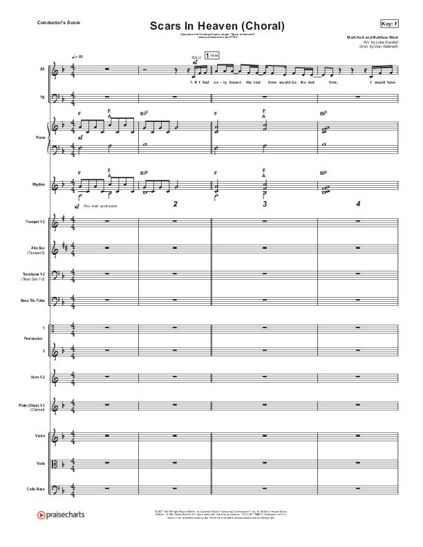 Scars In Heaven (Choral Anthem SATB) Conductor's Score (Casting Crowns / Arr. Luke Gambill)