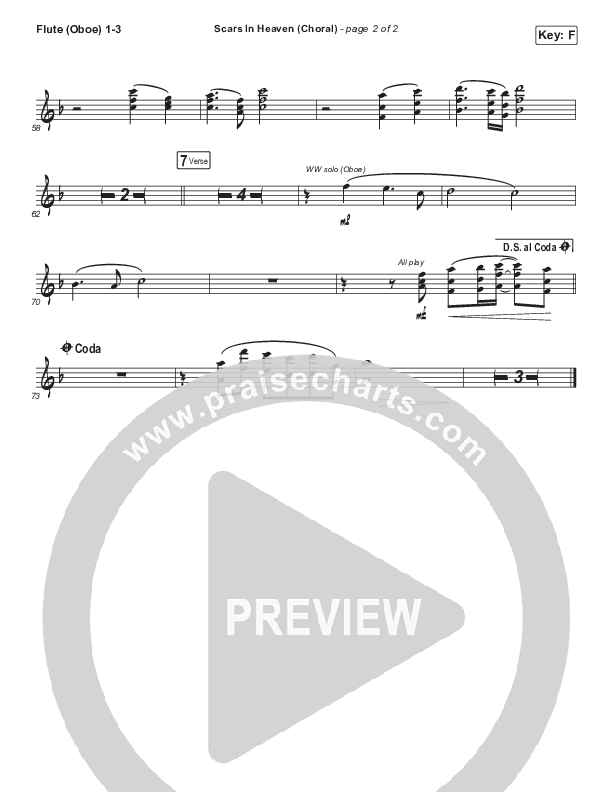 Scars In Heaven (Choral Anthem SATB) Flute/Oboe 1/2/3 (Casting Crowns / Arr. Luke Gambill)