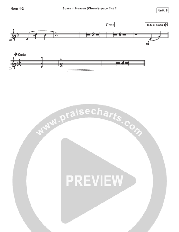 Scars In Heaven (Choral Anthem SATB) French Horn 1/2 (Casting Crowns / Arr. Luke Gambill)