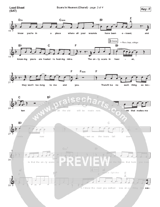Scars In Heaven (Choral Anthem SATB) Lead Sheet (SAT) (Casting Crowns / Arr. Luke Gambill)