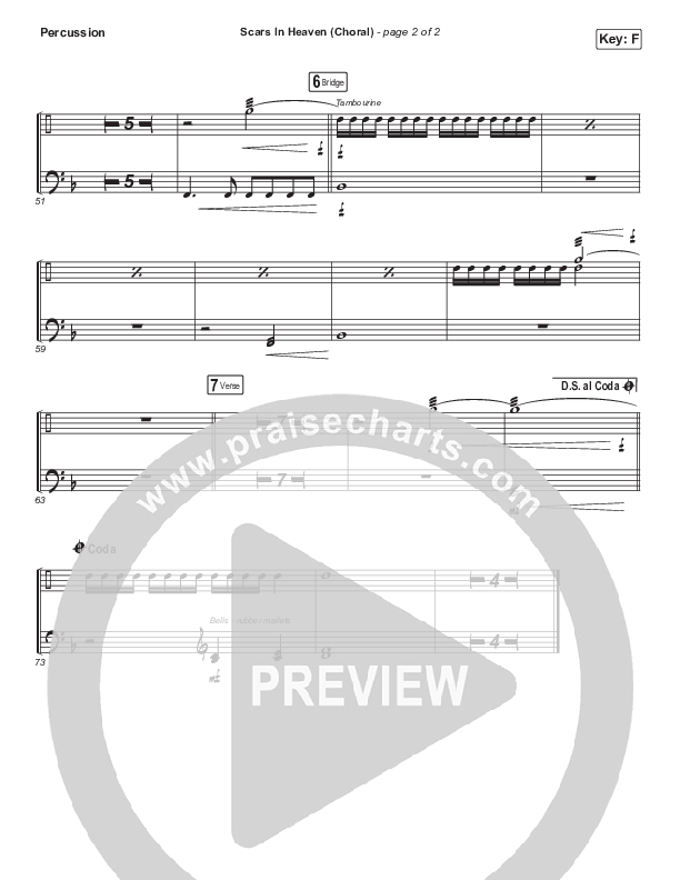 Scars In Heaven (Choral Anthem SATB) Percussion (Casting Crowns / Arr. Luke Gambill)