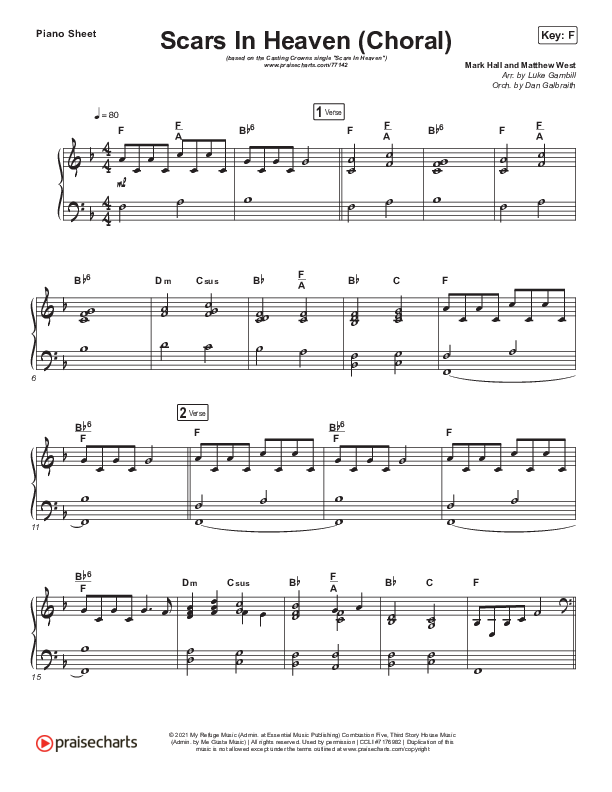 Scars In Heaven (Choral Anthem SATB) Piano Sheet (Casting Crowns / Arr. Luke Gambill)