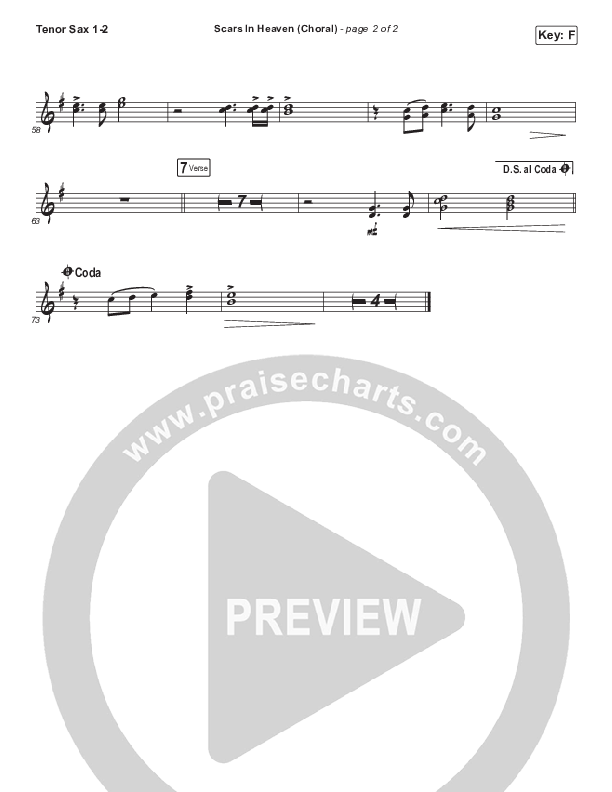 Scars In Heaven (Choral Anthem SATB) Tenor Sax 1/2 (Casting Crowns / Arr. Luke Gambill)