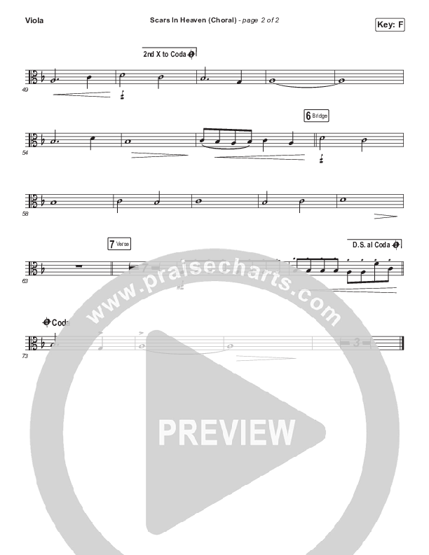 Scars In Heaven (Choral Anthem SATB) Viola (Casting Crowns / Arr. Luke Gambill)