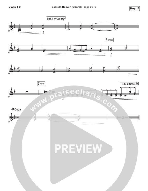 Scars In Heaven (Choral Anthem SATB) Violin 1/2 (Casting Crowns / Arr. Luke Gambill)