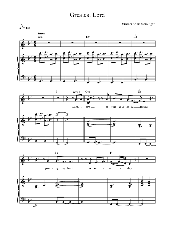 Greatest Lord Lead & Piano (Sinach)