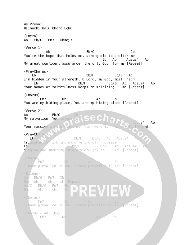 We Prevail Chord Chart (Sinach)