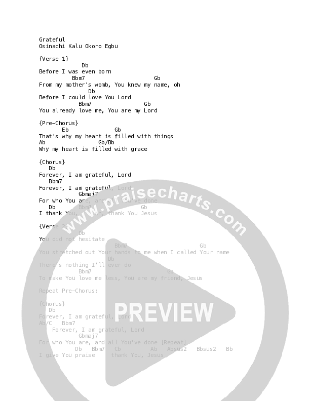 Grateful Chord Chart (Sinach)